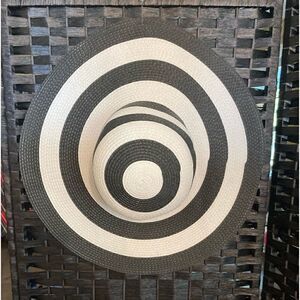 Wide Brimmed White and Black Hat